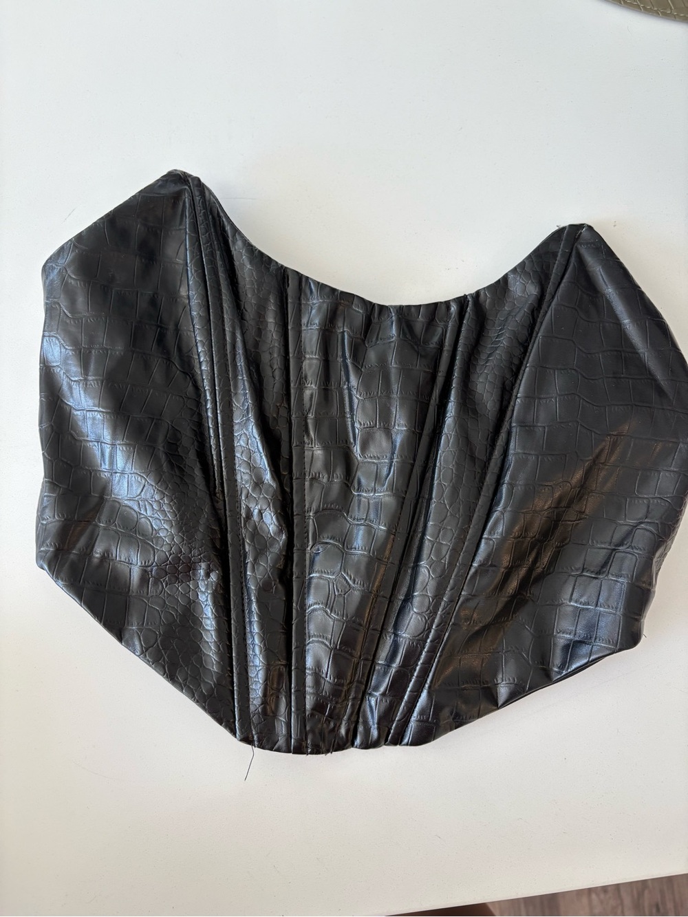 Princess Polly Black Croc-Texture Bustier Top